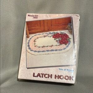 NIB Vintage Latch Hook Trio of Roses Oval Rug Kmart